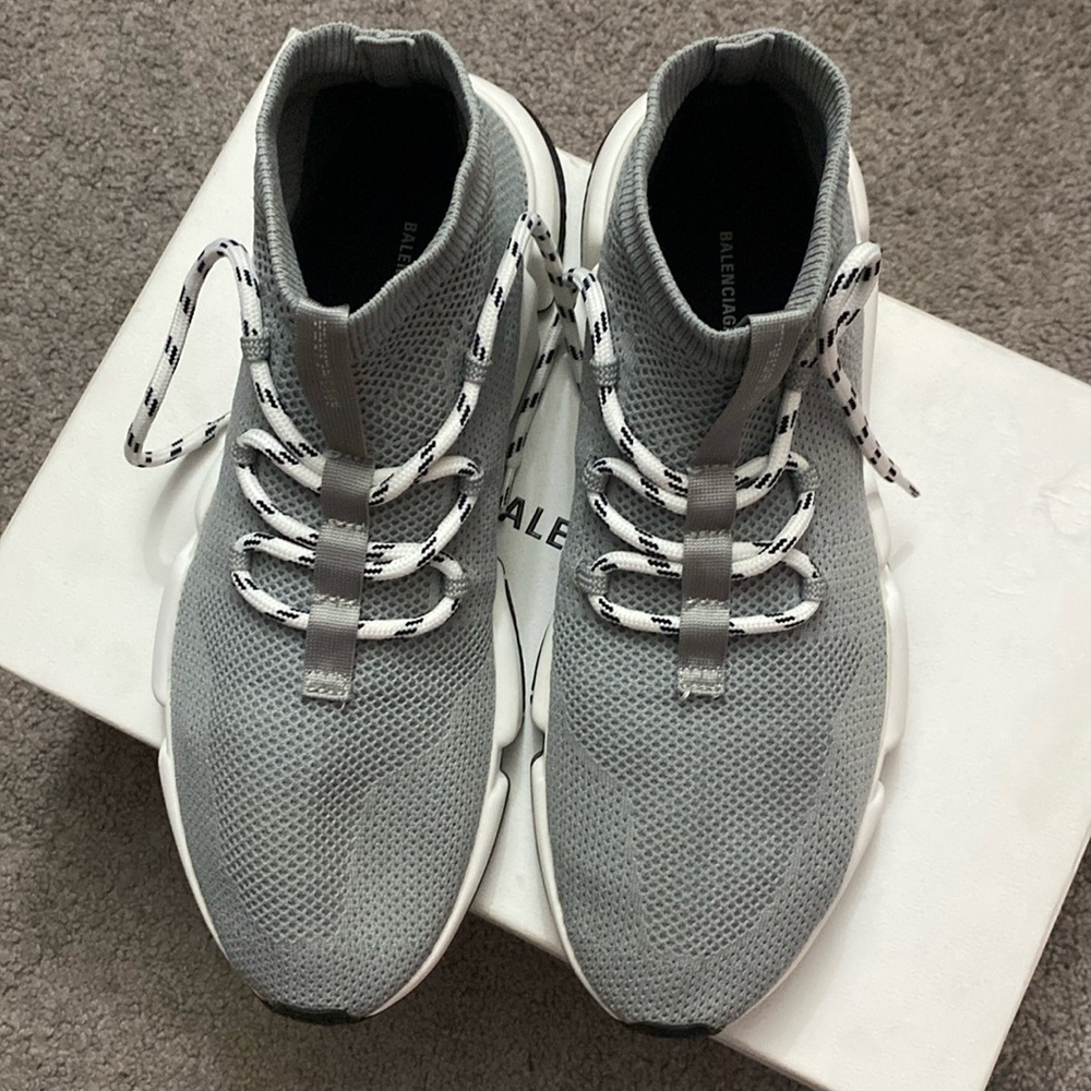 Balenciaga speed lace gray and white 9/10 condition